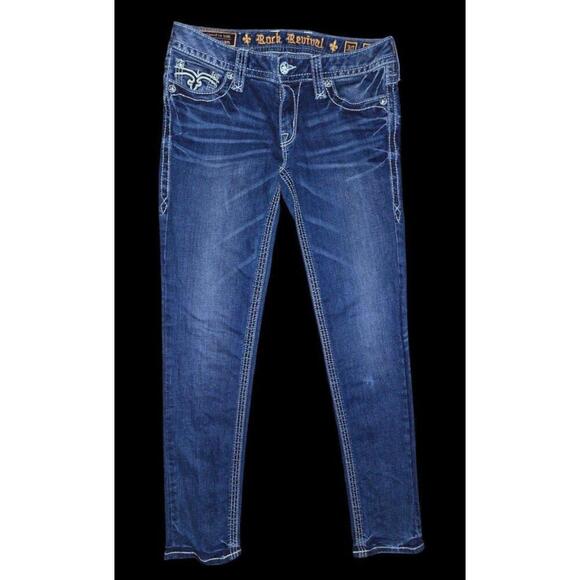 Womens Medium Wash Rock Revival Skinny Jeans "Allegra" Tag Size 30 Inseam 31 - Picture 7 of 9